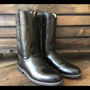 JUSTIN Basics Black Roper Leather Cowboy Boots